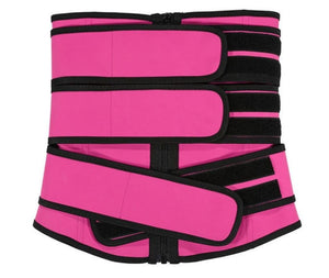 Image of the Glamour Lady Tree Belts Waist Trainer being worn: "Woman wearing the Glamour Lady Tree Belts Waist Trainer, showcasing its slimming and shaping effects on the abdomen and waist. Made of neoprene material for weight loss and sculpting.